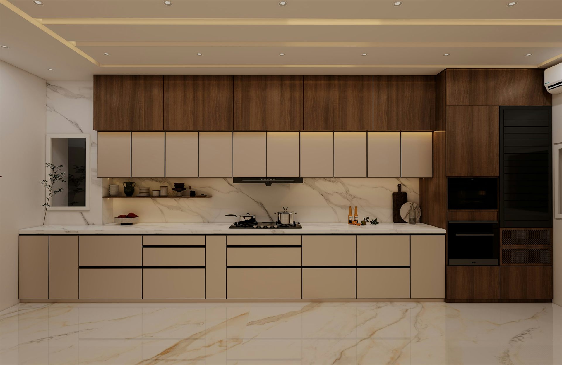 Cocina de alta gama con acabados en madera natural